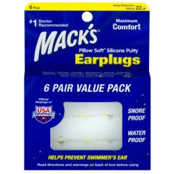Macks Pillow Soft Earplugs White 6 Pairs
