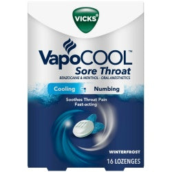 Vicks VapoCool Sore Throat Lozenges, Winterfrost, 16 Ea
