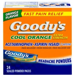 Goodys Extra Strength Headache Powders, Cool Orange, 24 Count