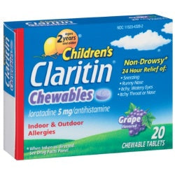 Claritin Childrens, 24 Hour Allergy Tablets, Grape, 20 count
