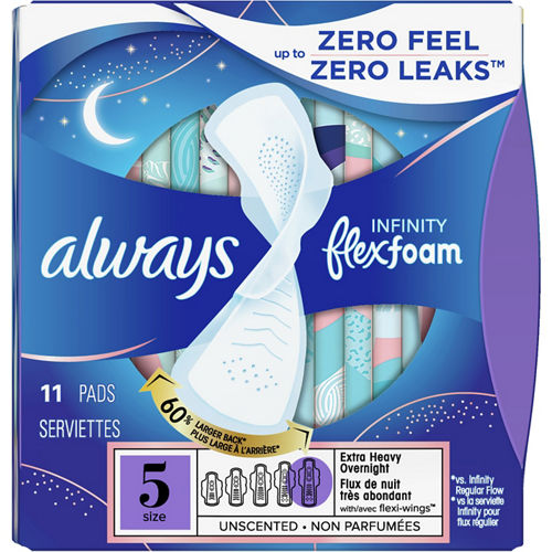 Always Infinity Overnight with Wings Unscented Pads 13 ct.