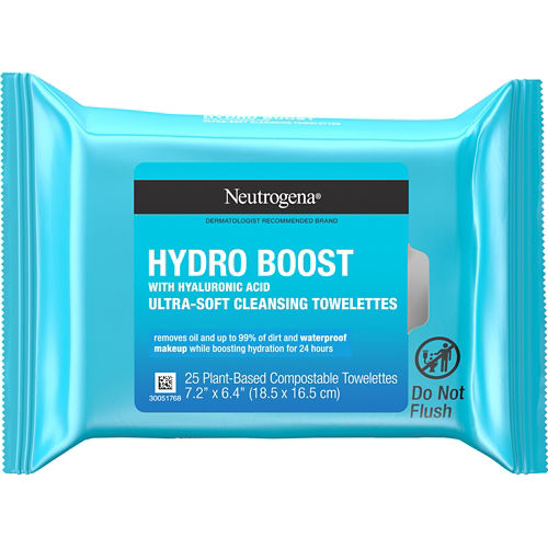 Neutrogena Hydro Boost Compostable Cleansing Makeup Remover Wipes, 25 ct.