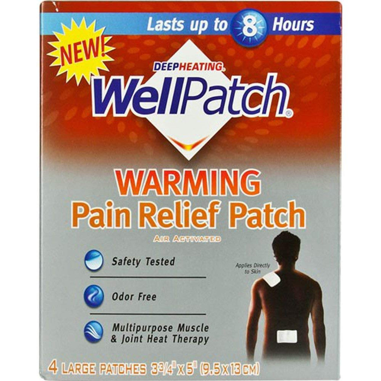WellPatch Warming Pain Relief Heat Patch, 4 large patches, 5x4 (13��10 cm) each