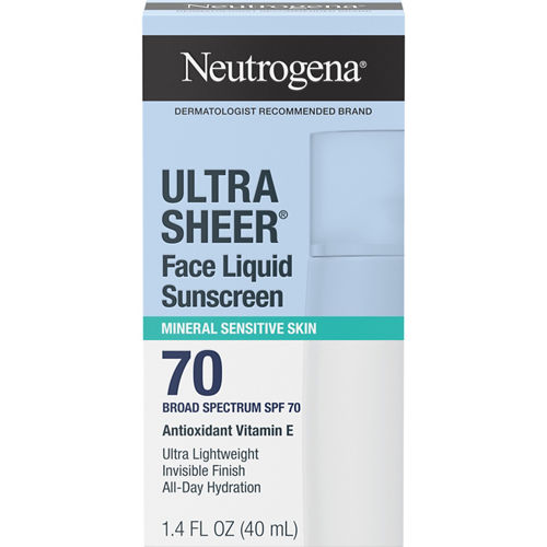Neutrogena Ultra Sheer Mineral Face Sunscreen Liquid Broad Spectrum SPF 70, 1.4 oz.