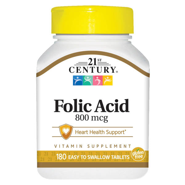 21ST CENTURY FOLIC ACID 800 MCG 180 TABLET