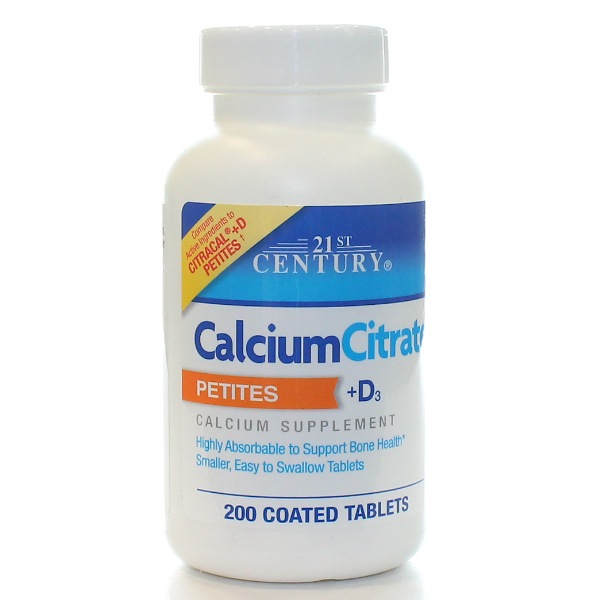 21ST CENTURY CALCIUM CITRATE + VITD PETITES 200 TABLET