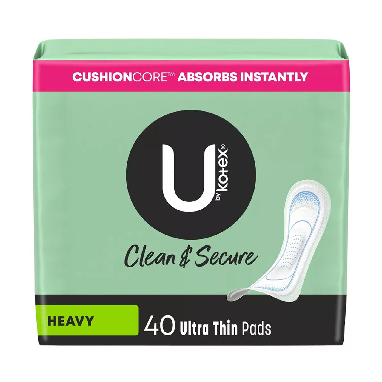 U By Kotex Clean Wear Ultra Thin Regular Wing Pads 18 pads, 6 Pack