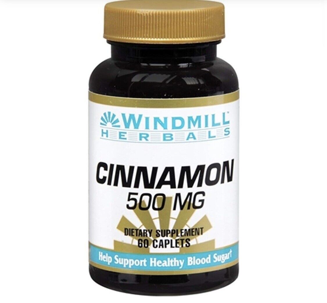 Windmill Herbals Cinnamon Caplets Healthy Blood Sugar 500 mg 60 Ct