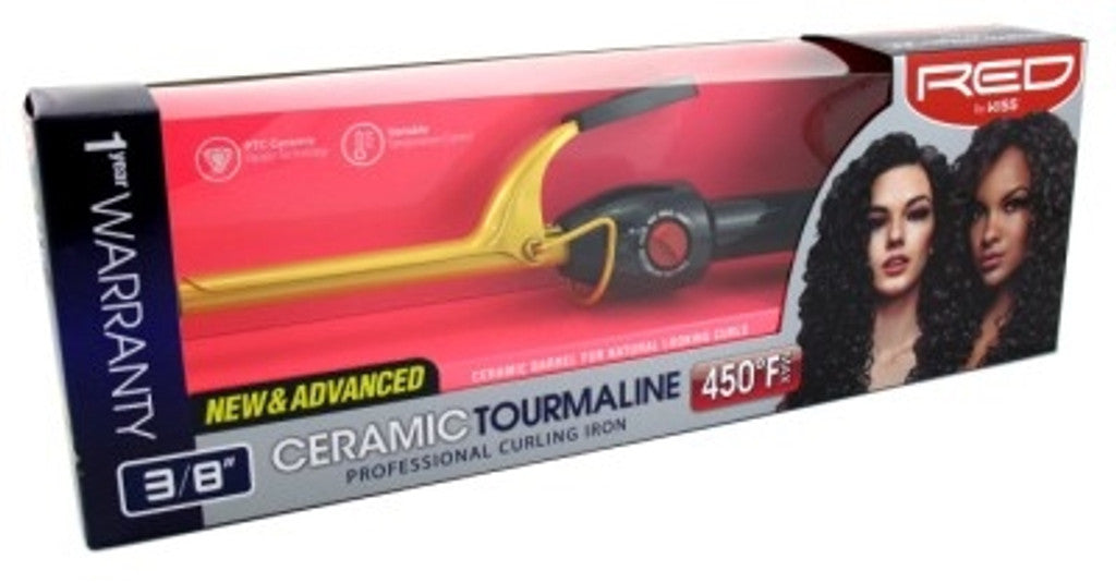 Kiss Red Ceramic Curling Iron 3/8 Inch