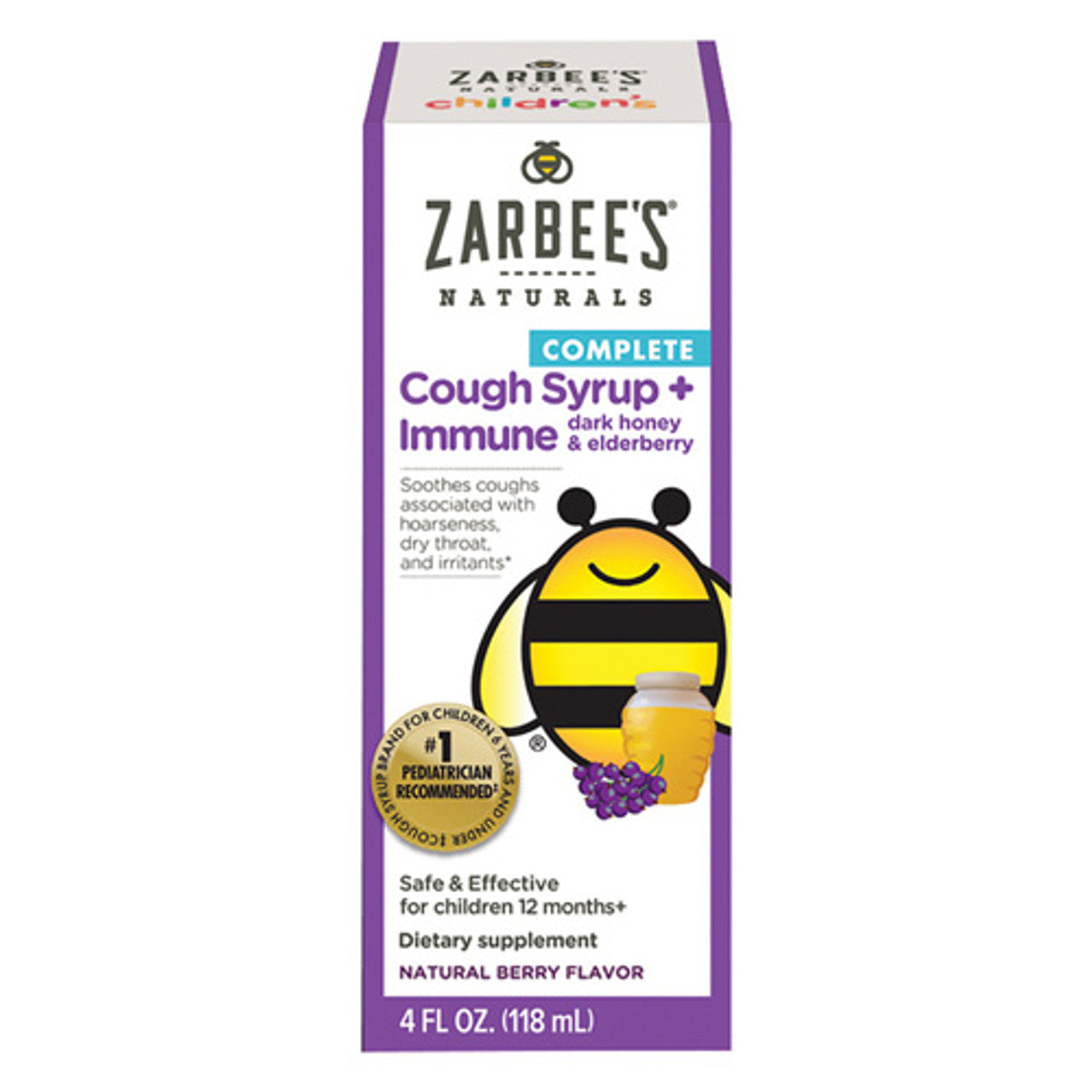 Zarbees Naturals Baby Complete Cough Syrup plus Immune, Berry Flavor, 2 Oz