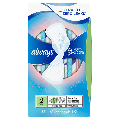 Always Infinity Size 3 Extra Heavy Flow Unscented Pads with Wings 28 ct.