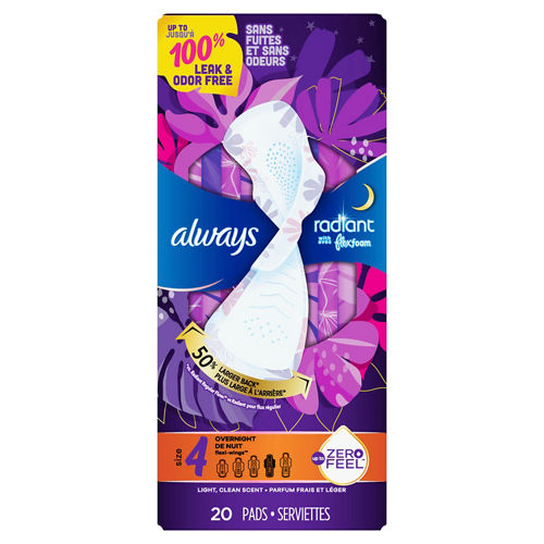 Always Radiant Regular Scented Pads with FlexFoam and Flex-Wings 30 ct.