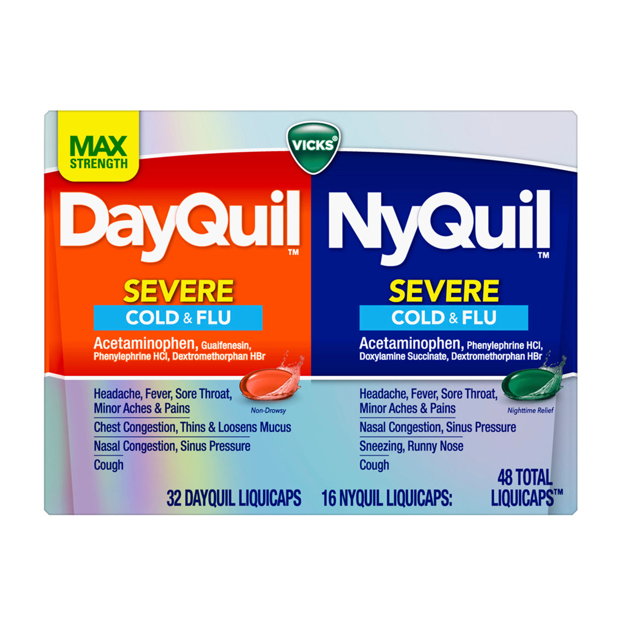 Vicks Dayquil And Nyquil Cold And Flu Relief Liquid, Combo Packs 12 Oz, 2 Ea