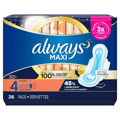 Always Ultra Thin Daytime Pads with Wings, Size 1, Regular, Unscented, 22 ct.
