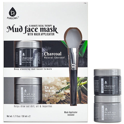 pursonic 2 pack facial therapy mud face mask with mask applicator
