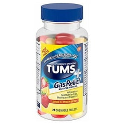 Tums Antacid Plus Gas Relief Chewy Bites Lemon and Strawberry, 28 Ea