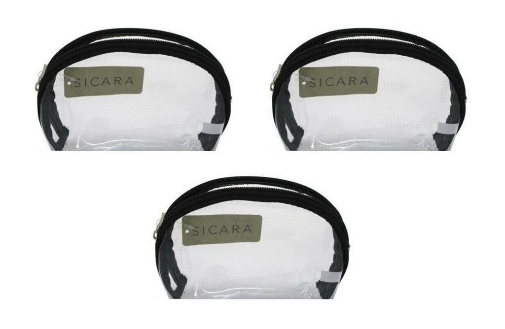 Sicara Clear Cosmetic Bag Train Case (6.5X8.5X5) Pack of 3