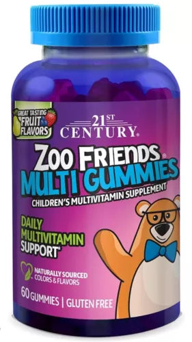 21st Century Zoo Friends Multi Gummies, Fruit 60 Count Each 120 Total NEW