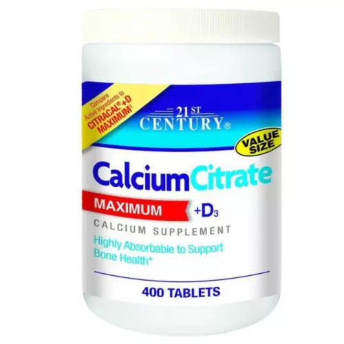 21st Century Calcium Citrate Plus D3 Maximum Vitamin Tablets 400 Count