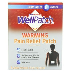 WellPatch Warming Pain Relief Heat Patch, 4 large patches, 5x4 (13��10 cm) each