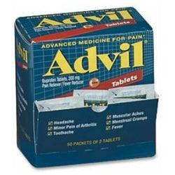 Ibuprofen,Tablets,Dispenser Box,200mg,2/PK,50 Doses/BX,Red
