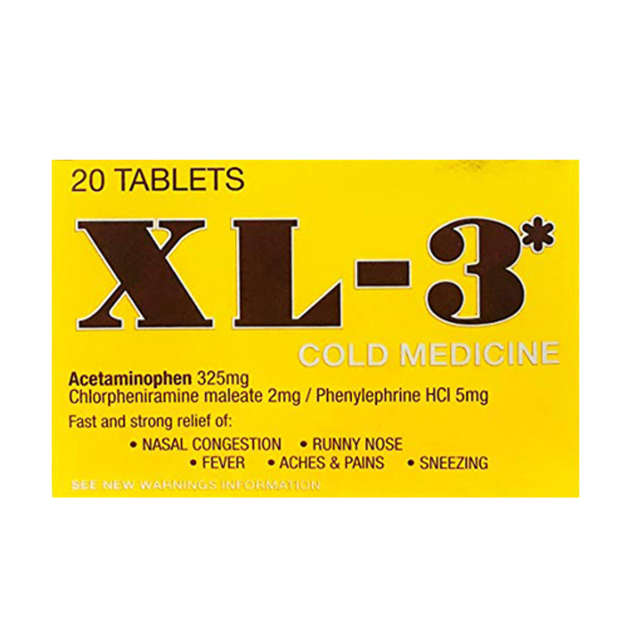 XL 3 Cold Medicine Tablets, 20 Ea