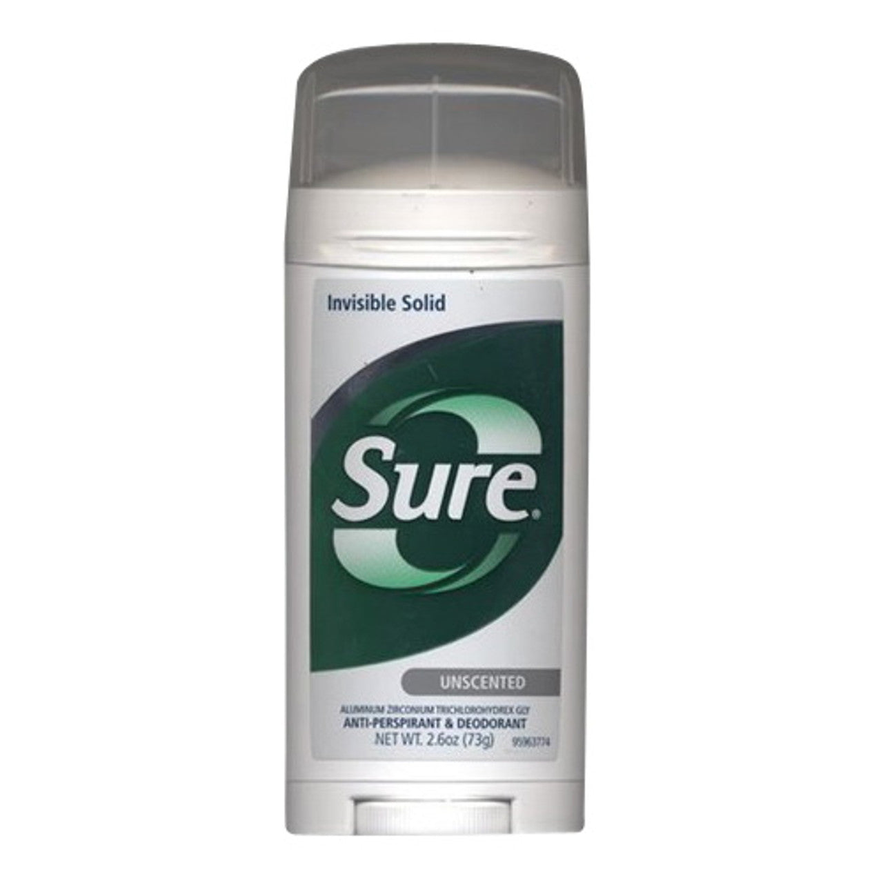 Sure Anti Perspirant And Deodorant Invisible Solid, Unscented 2.6 Oz