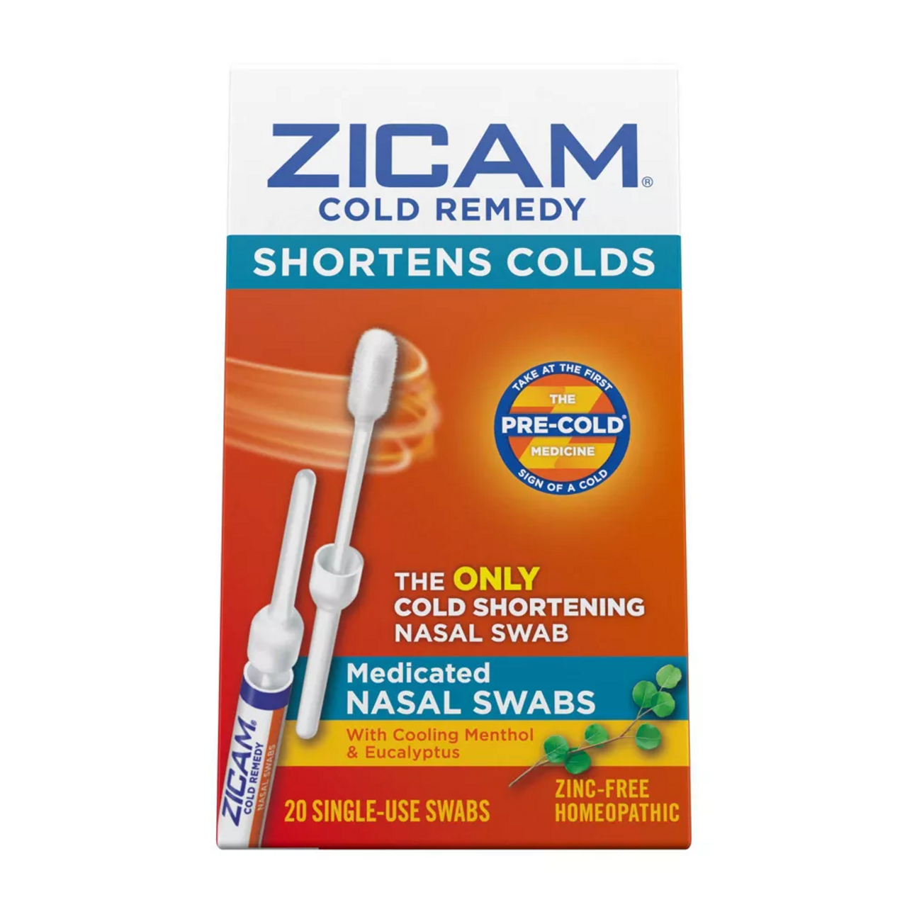 Zicam Cold Remedy Plus Multi Symptom Relief, Homeopathic Nasal Swabs, 20 Ea