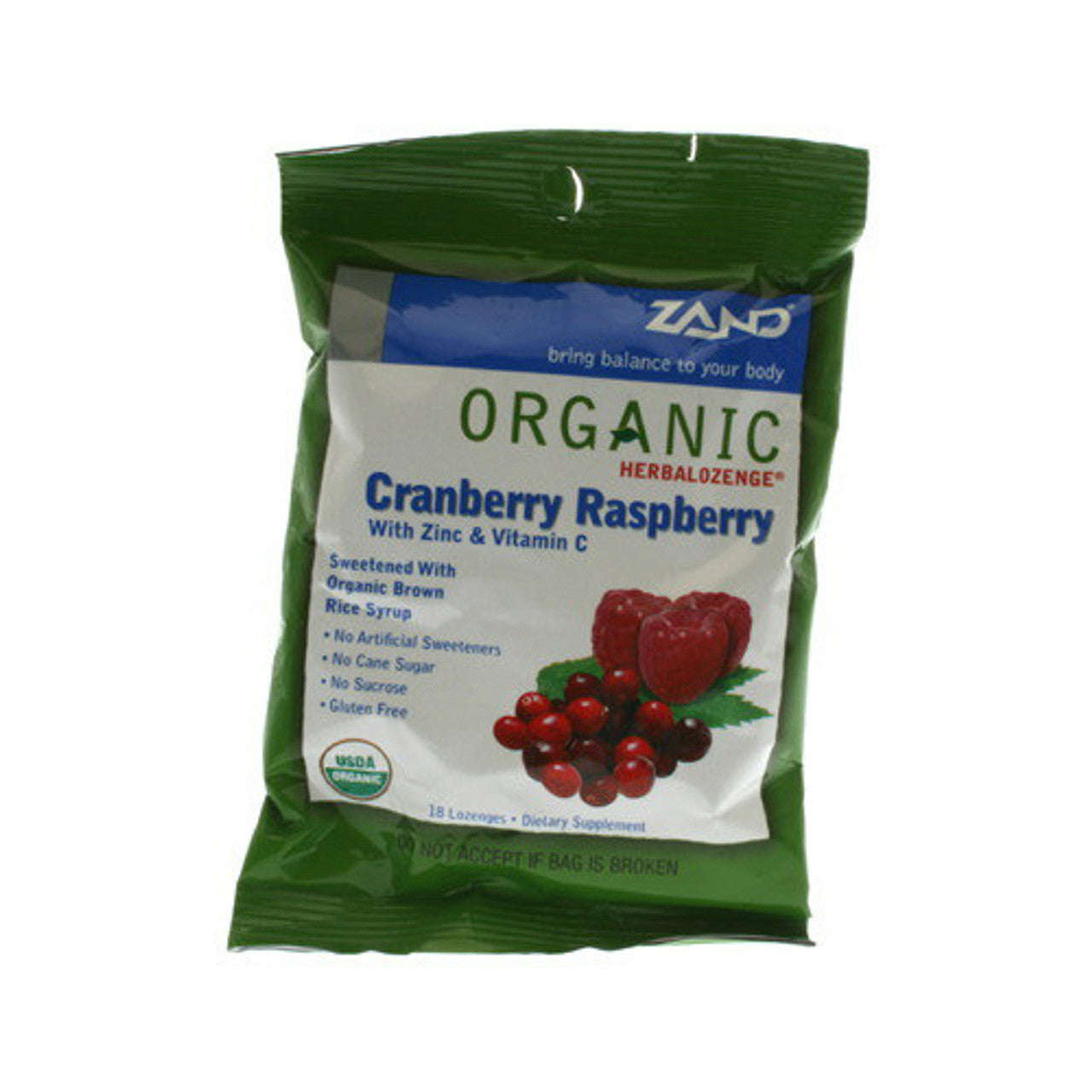 Zand Organic Cranberry Raspberry Herbalozenges 18 Ea