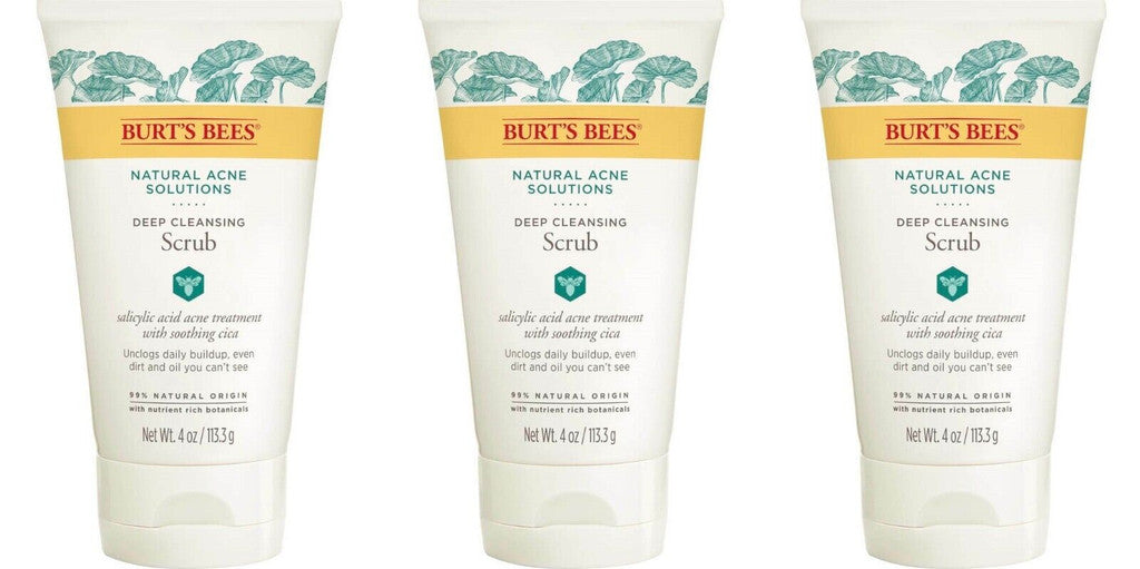 BL Burts Bees Natural Acne Solutions Deep Cleansing Scrub 4oz - Pack of 3