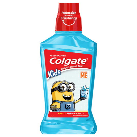 Colgate AnticaVitamins y Fluoride Mouthrinse for Kids, Bello Bubble Fruit, 16.9 Oz