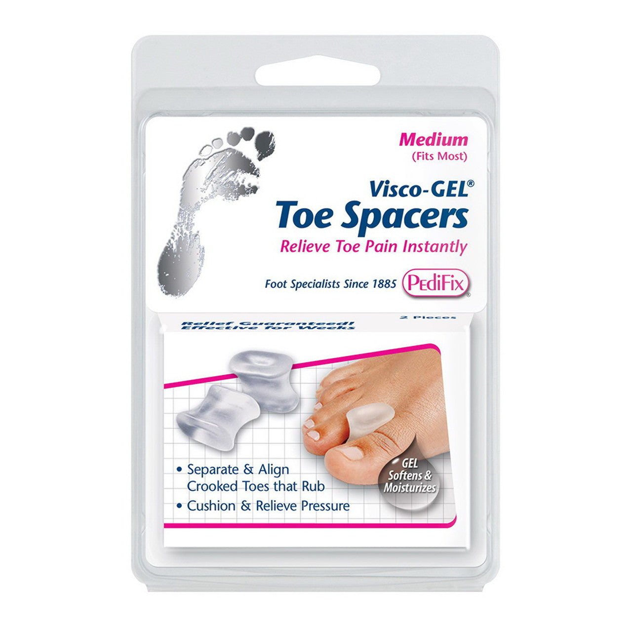 Visco Gel Toe Spacers Relief Toe Pain Instantly, Medium, 1 Ea