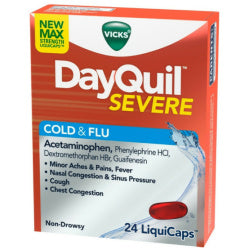 Vicks DayQuil Severe Cold, Flu & Congestion, 24 liquicaps