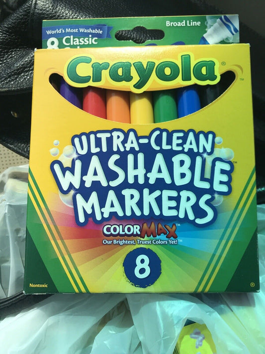 3 Lot Crayola UltraClean Washable Markers Broad Line Classic Vibrant Colors 8ct