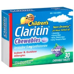 Childrens Claritin Allergy, Grape Chewables 5mg, 30 count