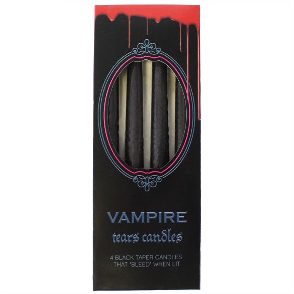 Vampire Tears Black Taper Candles Pack of 4