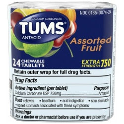 Tums Extra Tablet Fruit 3 Roll 12X3X8ct