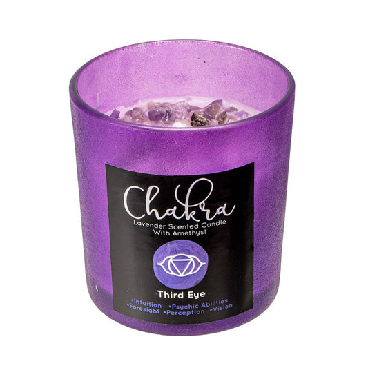 Third Eye Chakra Lavender Scented Candle with Amethyst