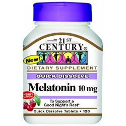 21st Century, Quick Dissolve Melatonin, Cherry, 10 Mg, 120 Tablets