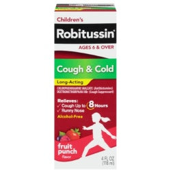 Robitussin Childrens Cough & Cold Long-Acting Liquid Fruit Punch 4 oz