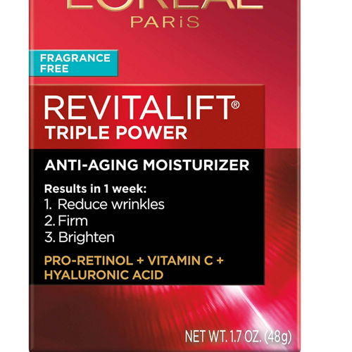 L'Oreal Paris Revitalift Triple Power Moisturizer, Fragrance Free, 1.7 oz.