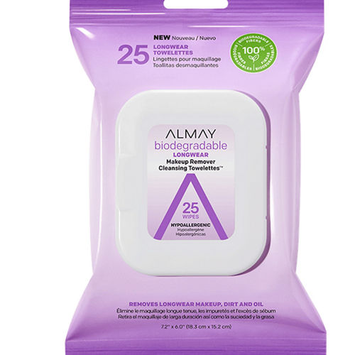 Almay Biodegradable Longwear Makeup Remover Cleansing Towelettes, 25 ct.