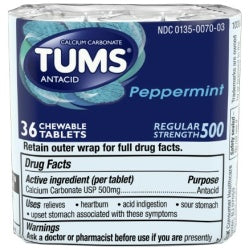 Tums Regular Tablet Pepp 3Roll 12X3X12ct