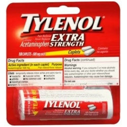 Tylenol Extra Strength Vial Caplet 10ct  Pack of 12