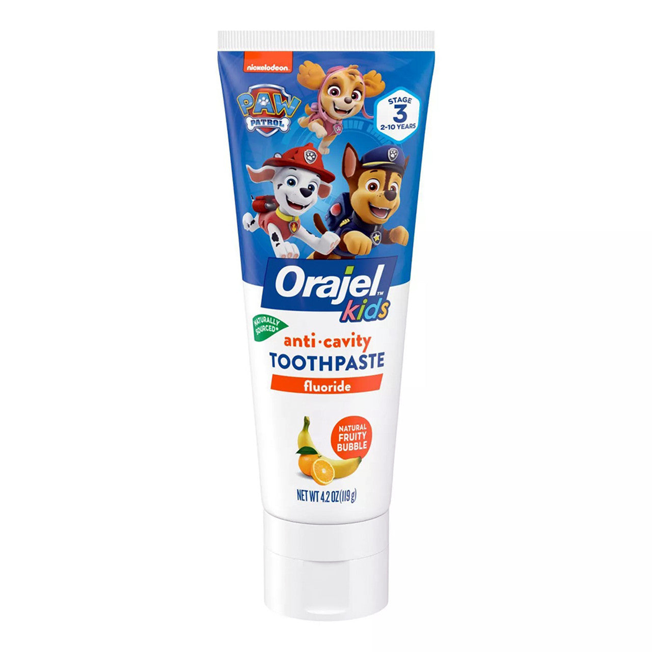 Orajel Kids Paw Patrol Anti-CaVitamins y Fluoride Toothpaste, Natural Fruity Bubble Flavor, 4.2 Oz