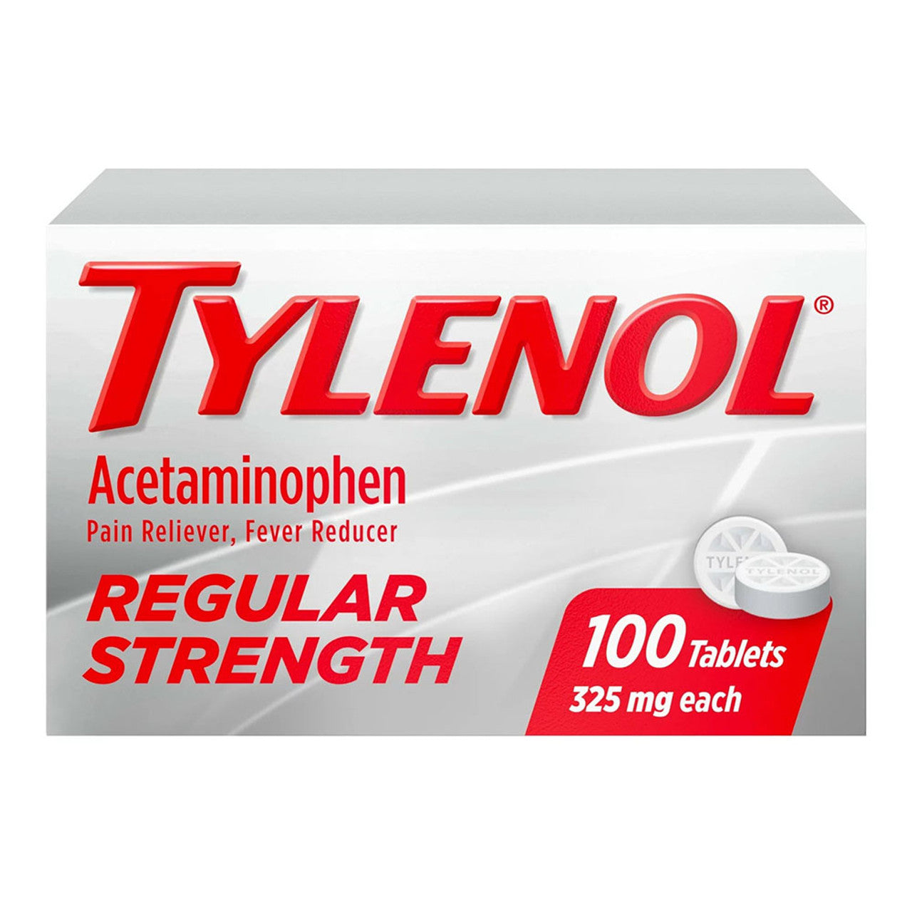 Tylenol Regular Strength Acetaminophen 325mg Tablets, Pain Reliever and Reduce Fever, 100 Ea