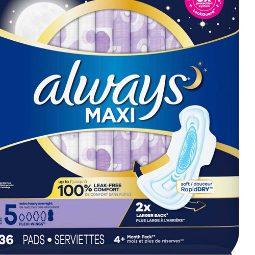 Always Maxi Size 2 Long Super Unscented Pads with Flexi-Wings 32 ct.