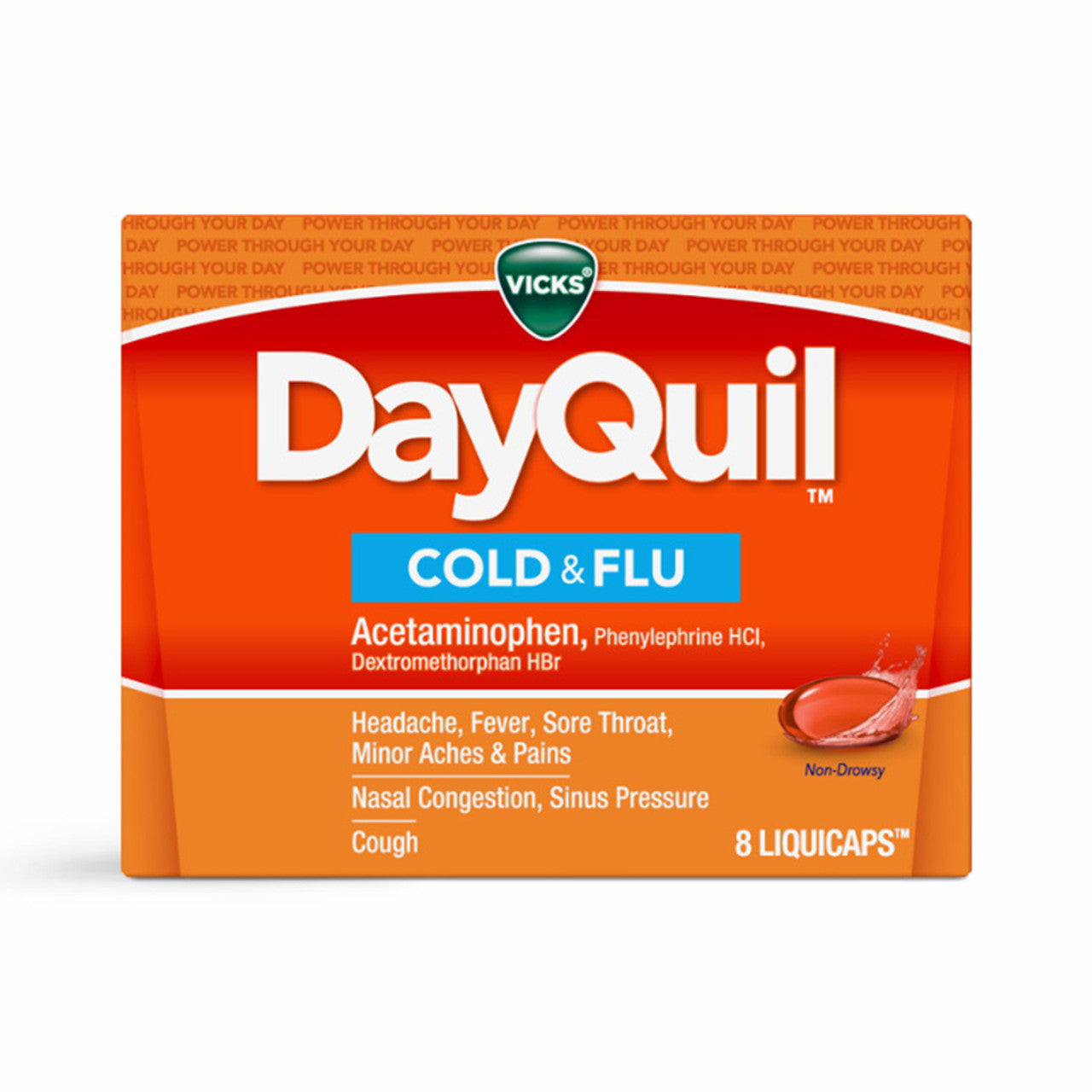 Vicks DayQuil Cough Cold And Flu Day Time Relief Liquid Capsules, 8 Ea