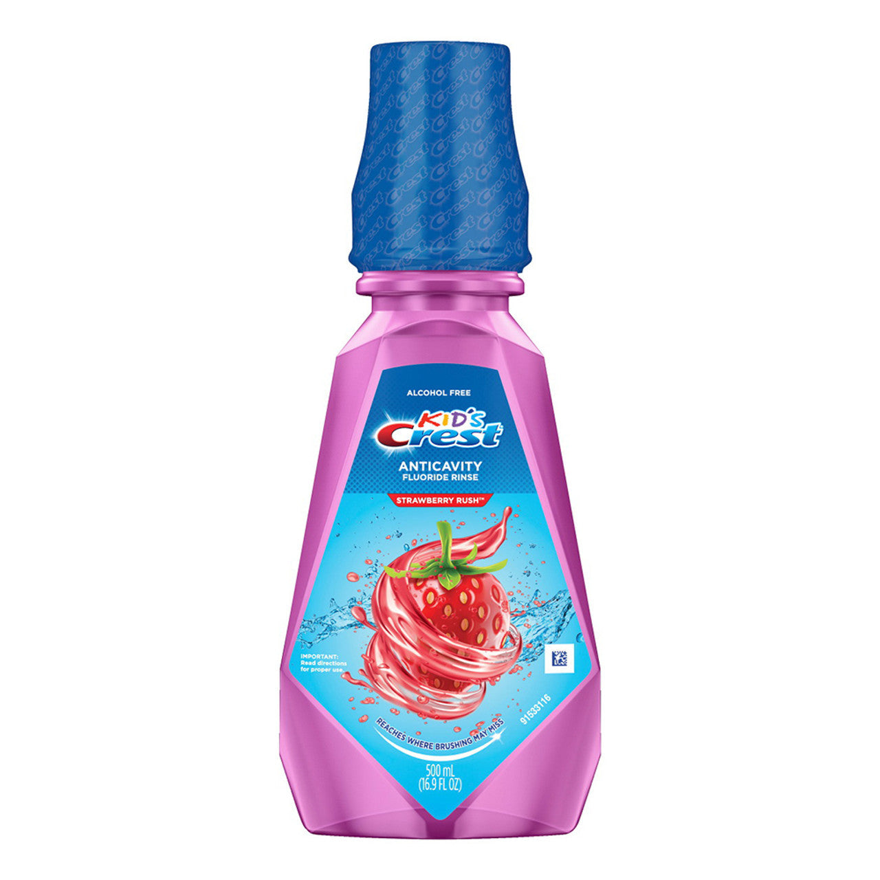 Crest Kids Anti CaVitamins y Alcohol Free Fluoride Rinse, Strawberry Rush, 16.9 Oz