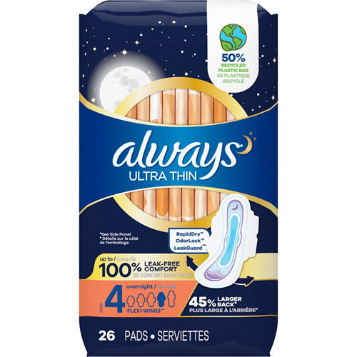Always Ultra Thin Size 2 Long Unscented Super Pads Without Wings 40 ct.